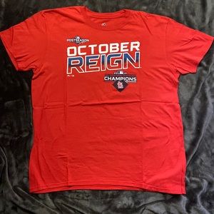 NWOT Majestic Stl Cardinals NL Central Div Champ shirt size XL. Red/blue/white